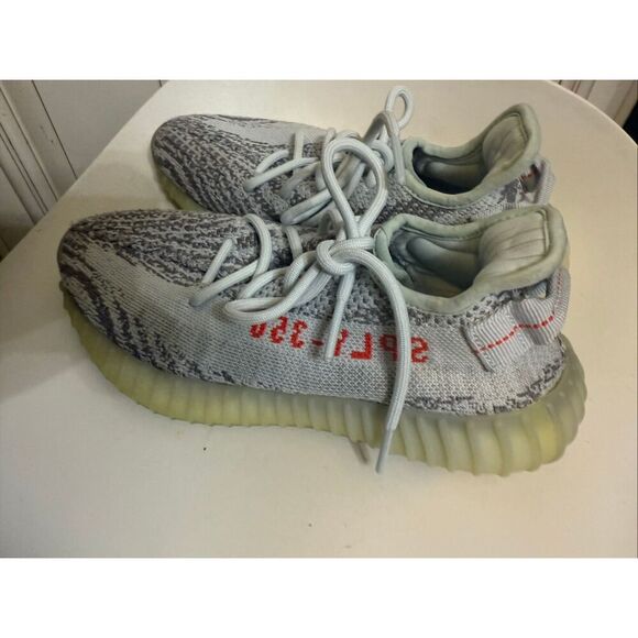 Yeezy Adidas Men's Boost 350 V2 Blue Tint Lace Up Sneaker Shoes Gray Size 6 - Picture 7 of 9